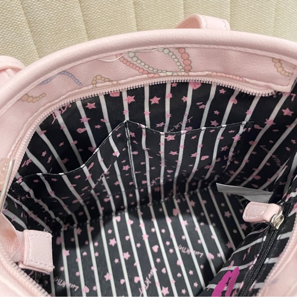 New Luv Betsey Johnson Pink Bow Mini Tote LBKLARA Bag Pom Pom Coquette Feminine - Picture 9 of 9